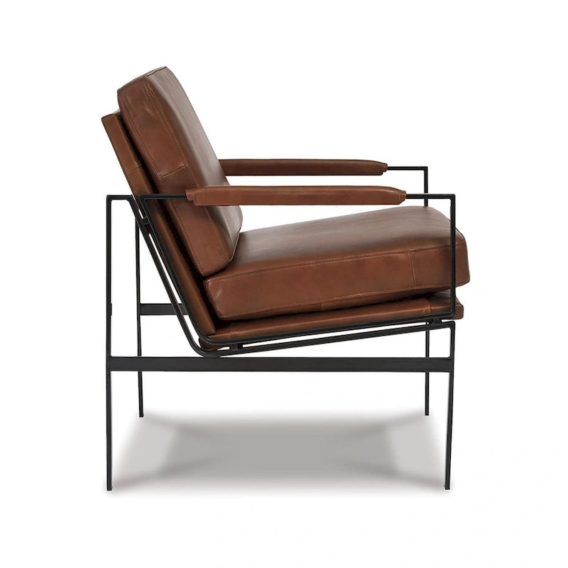 Fauteuil d'appoint en cuir moderne du milieu du siècle - 29 L x 31,5 P x 34,25 H