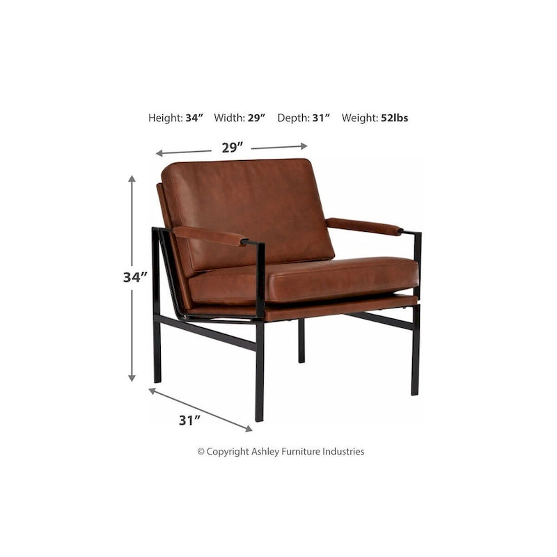 Fauteuil d'appoint en cuir moderne du milieu du siècle - 29 L x 31,5 P x 34,25 H