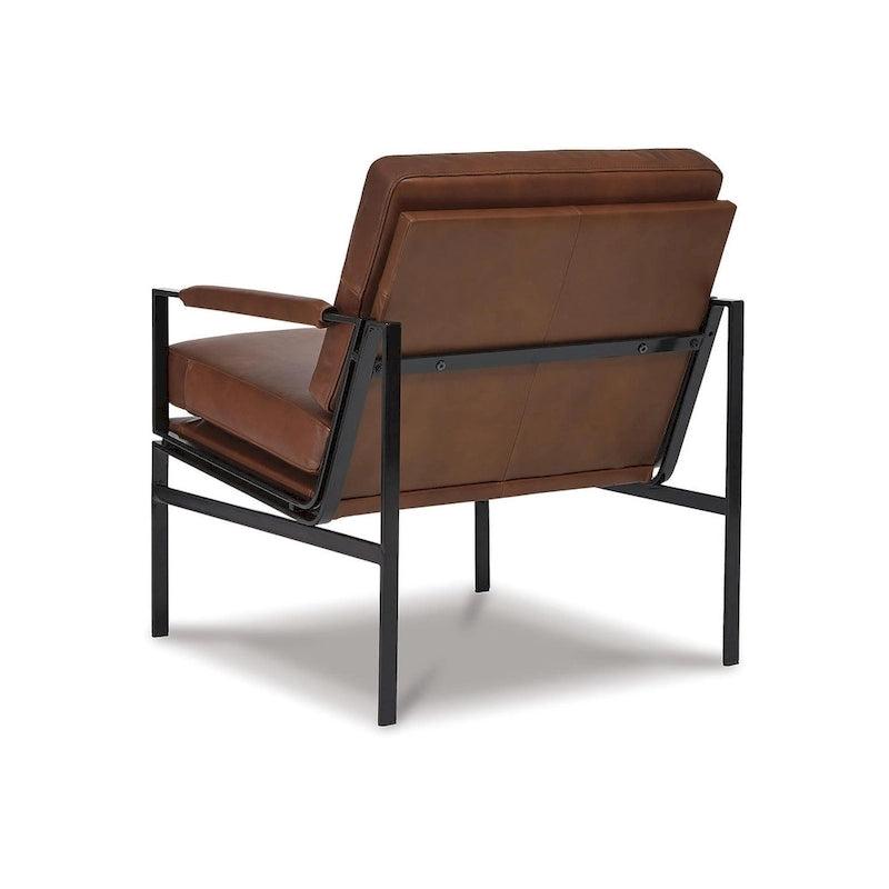 Fauteuil d'appoint en cuir moderne du milieu du siècle - 29 L x 31,5 P x 34,25 H