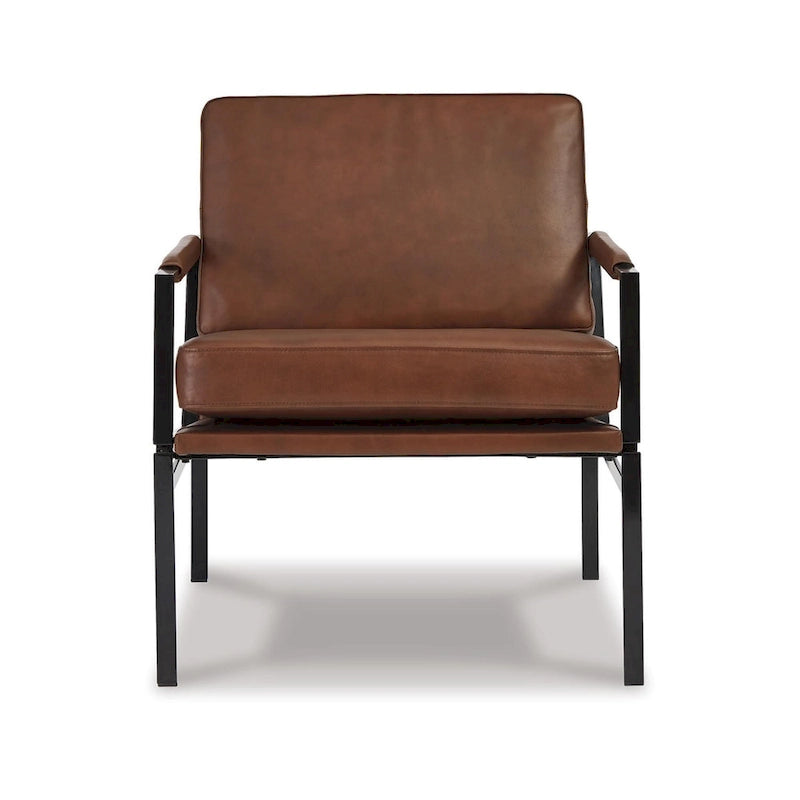Fauteuil d'appoint en cuir moderne du milieu du siècle - 29 L x 31,5 P x 34,25 H