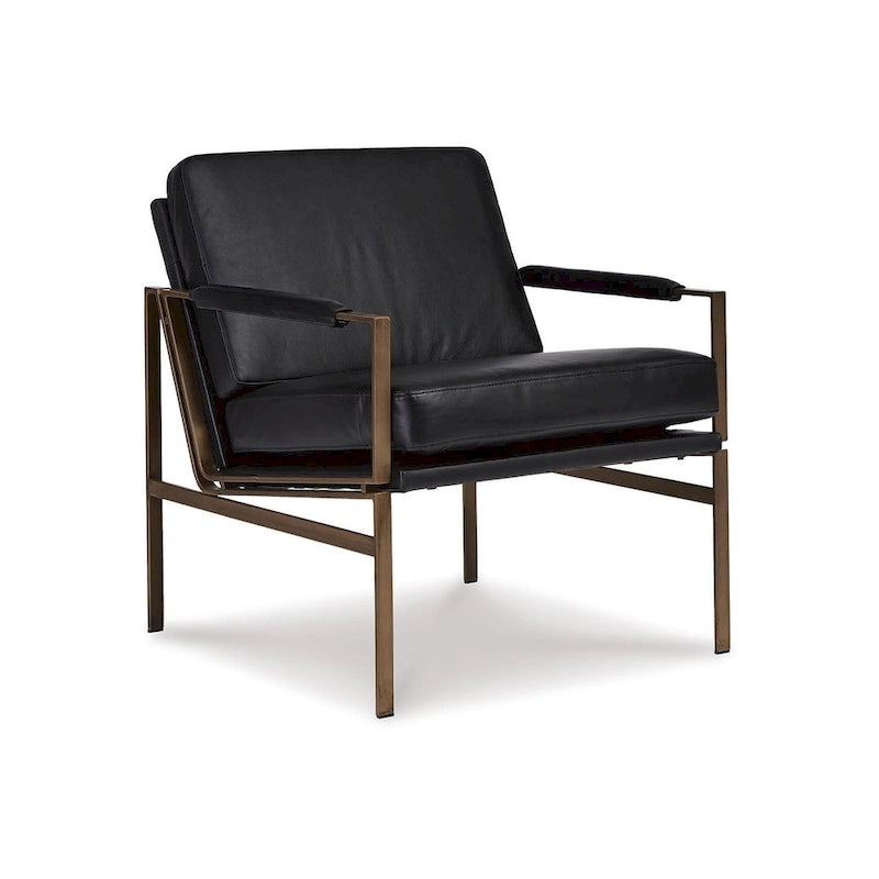 Fauteuil d'appoint en cuir moderne du milieu du siècle - 29 L x 31,5 P x 34,25 H