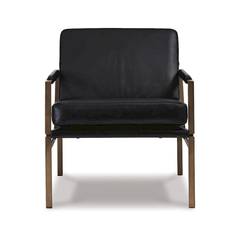 Fauteuil d'appoint en cuir moderne du milieu du siècle - 29 L x 31,5 P x 34,25 H