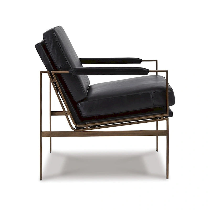 Fauteuil d'appoint en cuir moderne du milieu du siècle - 29 L x 31,5 P x 34,25 H
