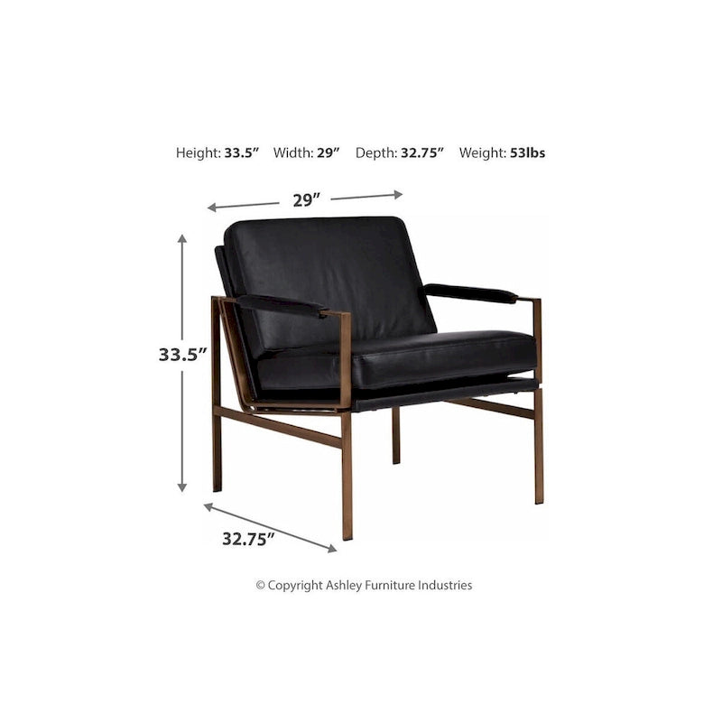 Fauteuil d'appoint en cuir moderne du milieu du siècle - 29 L x 31,5 P x 34,25 H