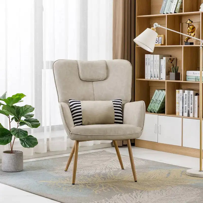 Fauteuils d'appoint à oreilles en similicuir pour salon