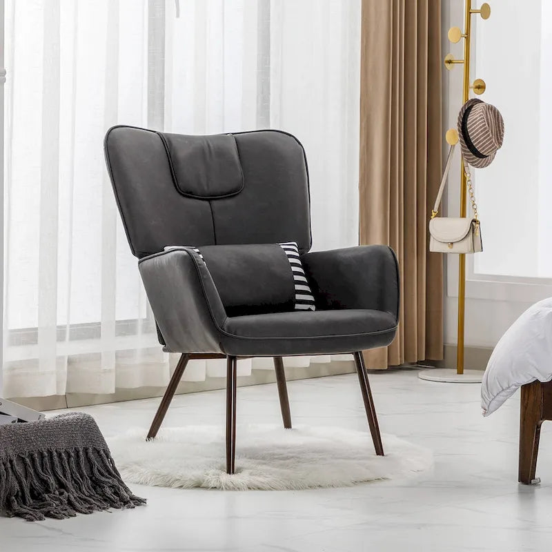Fauteuils d'appoint à oreilles en similicuir pour salon