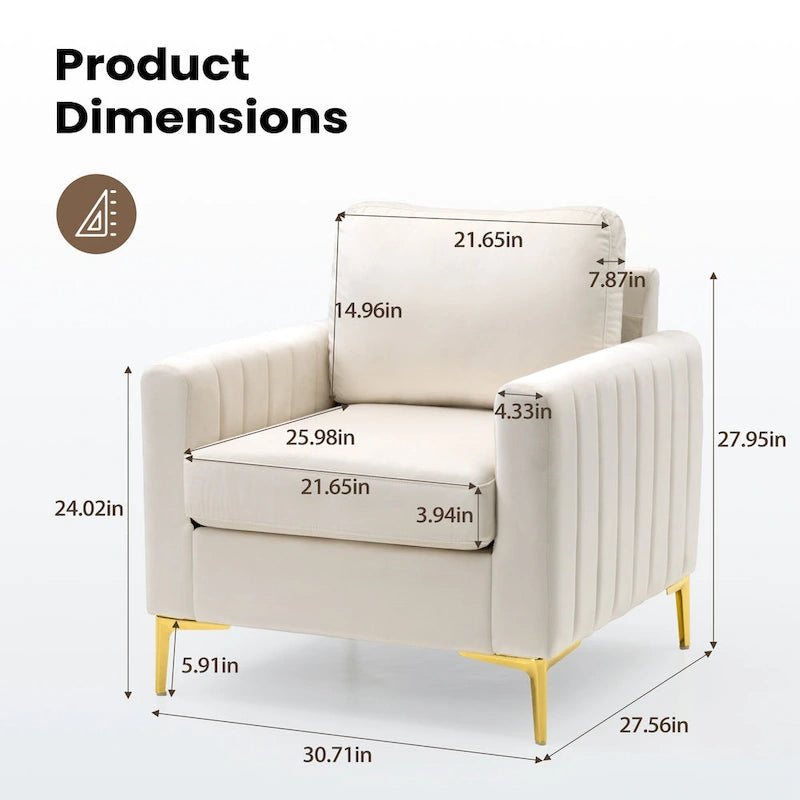 Fauteuil Club Moderne Rembourré avec Accoudoirs