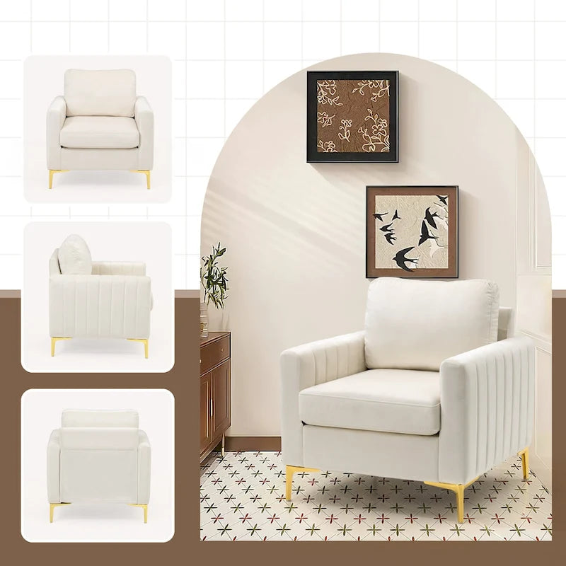 Fauteuil Club Moderne Rembourré avec Accoudoirs