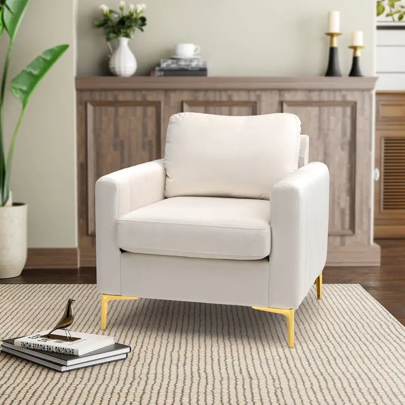 Fauteuil Club Moderne Rembourré avec Accoudoirs