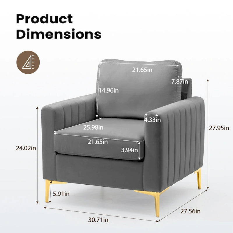 Fauteuil Club Moderne Rembourré avec Accoudoirs