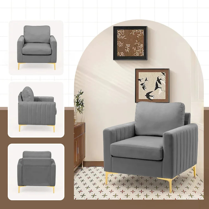 Fauteuil Club Moderne Rembourré avec Accoudoirs