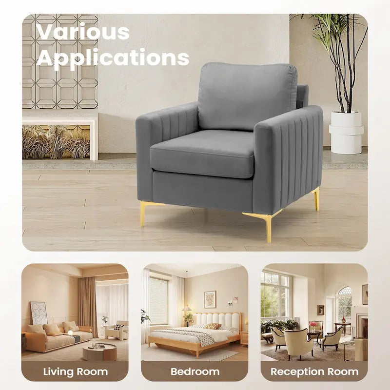 Fauteuil Club Moderne Rembourré avec Accoudoirs