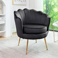 28.3-Inch Wide Velvet Barrel Chair with Gold Metal Legs