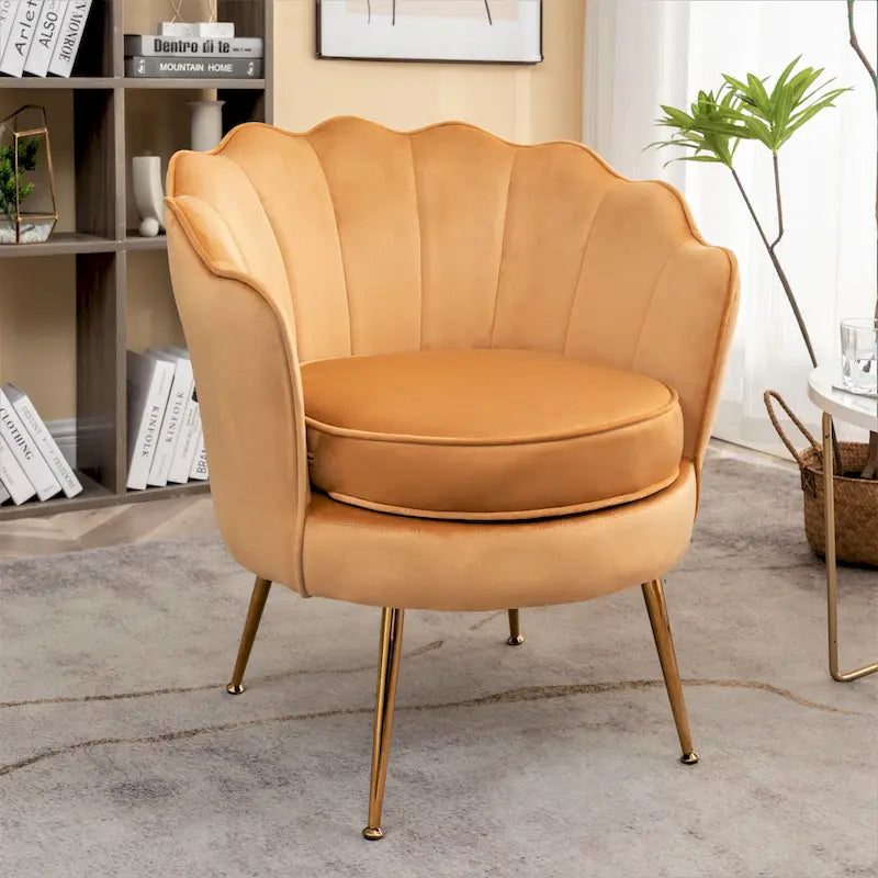 Fauteuil baquet en velours de 72 cm de large avec pieds en métal doré