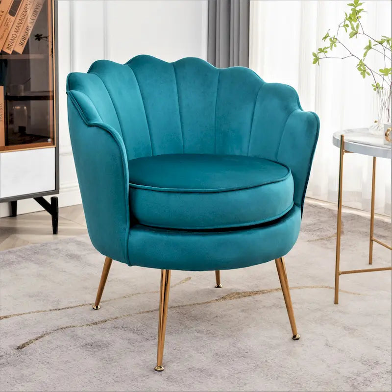Fauteuil baquet en velours de 72 cm de large avec pieds en métal doré