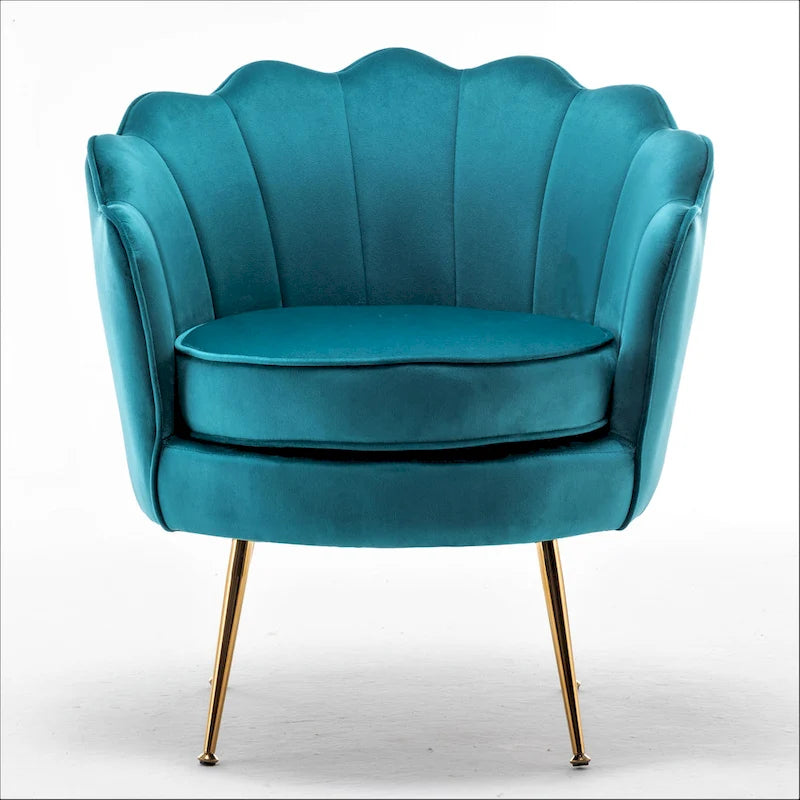 28.3-Inch Wide Velvet Barrel Chair with Gold Metal Legs