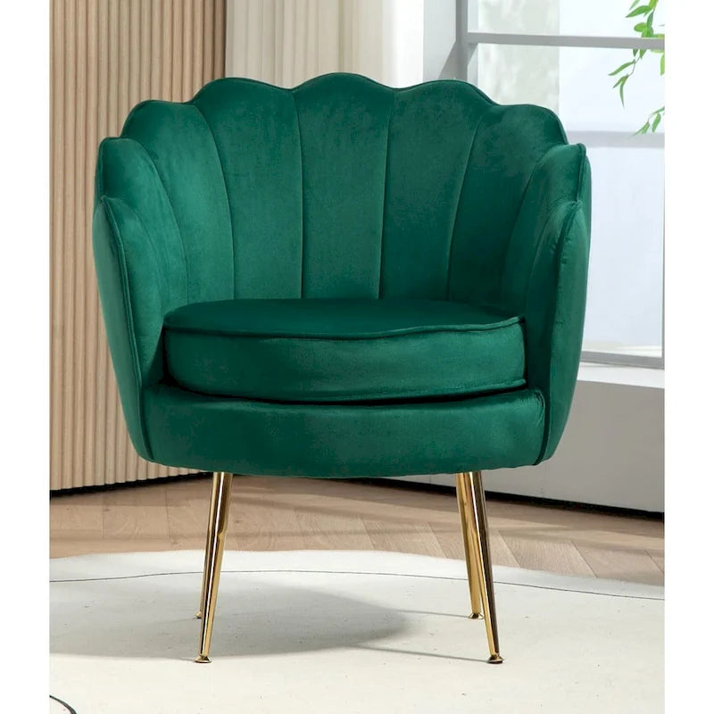 28.3-Inch Wide Velvet Barrel Chair with Gold Metal Legs