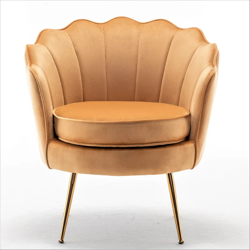28.3-Inch Wide Velvet Barrel Chair with Gold Metal Legs