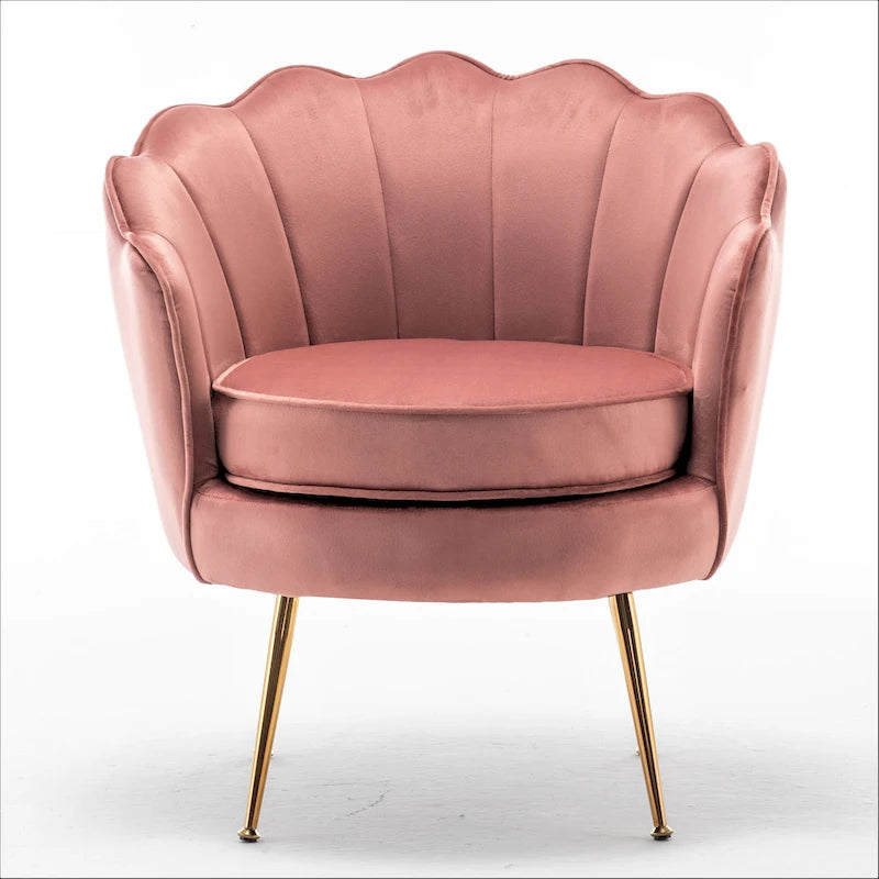 28.3-Inch Wide Velvet Barrel Chair with Gold Metal Legs
