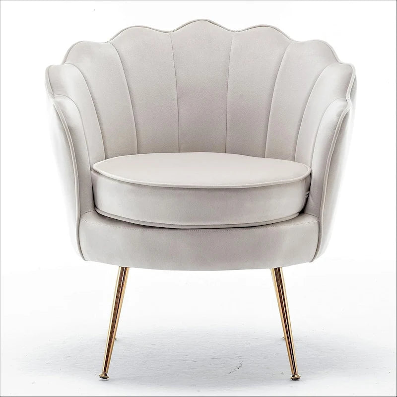 28.3-Inch Wide Velvet Barrel Chair with Gold Metal Legs