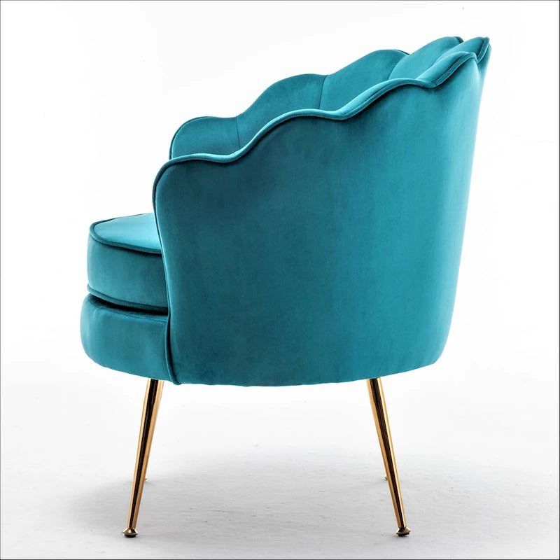 28.3-Inch Wide Velvet Barrel Chair with Gold Metal Legs