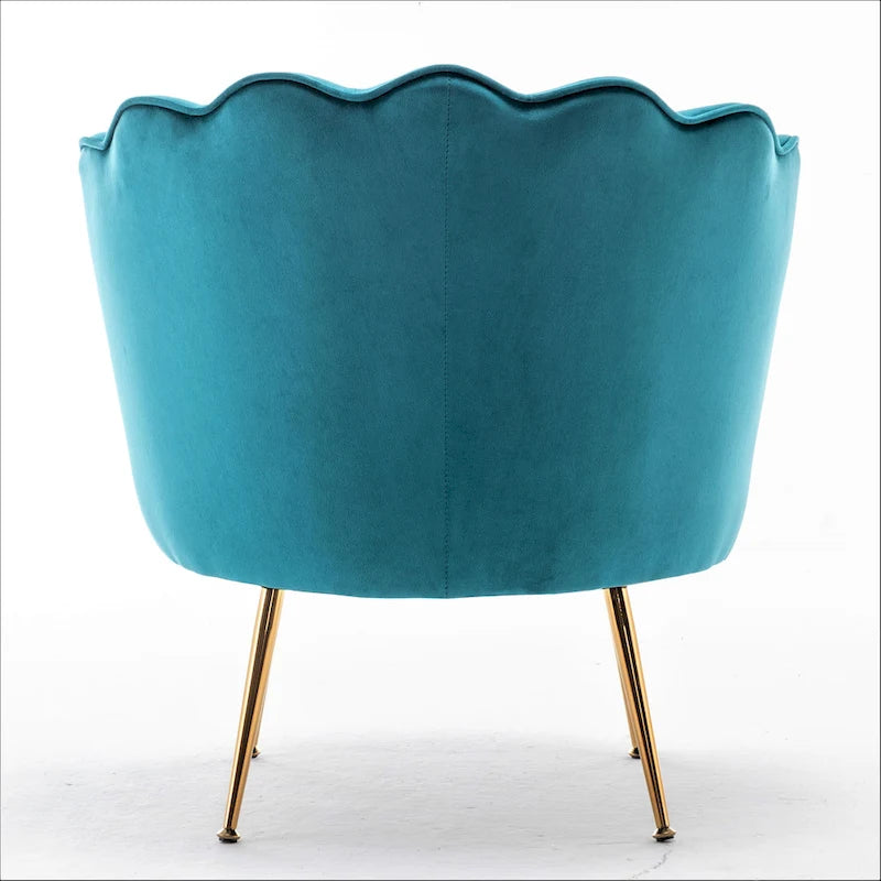 28.3-Inch Wide Velvet Barrel Chair with Gold Metal Legs