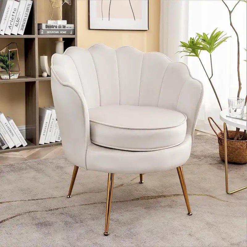 28.3-Inch Wide Velvet Barrel Chair with Gold Metal Legs