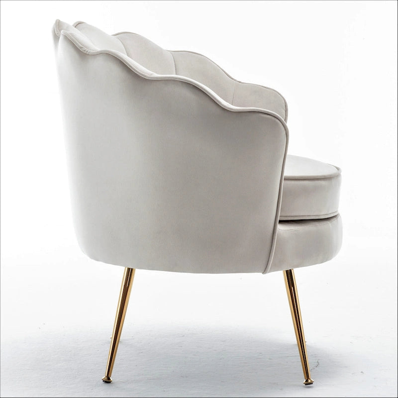 28.3-Inch Wide Velvet Barrel Chair with Gold Metal Legs