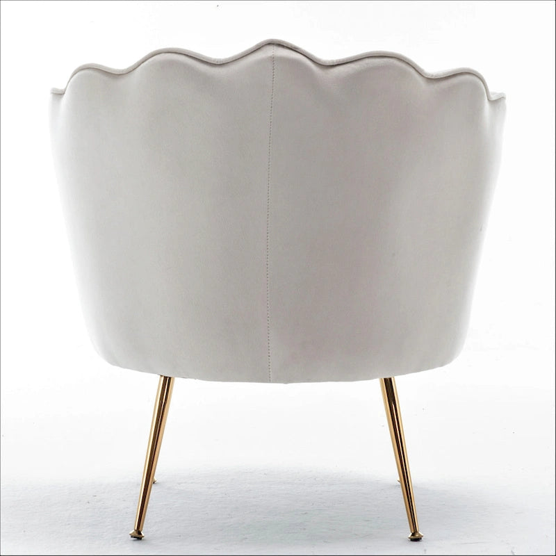 28.3-Inch Wide Velvet Barrel Chair with Gold Metal Legs