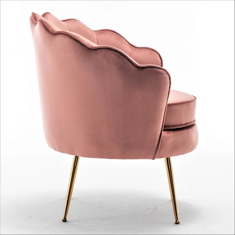28.3-Inch Wide Velvet Barrel Chair with Gold Metal Legs