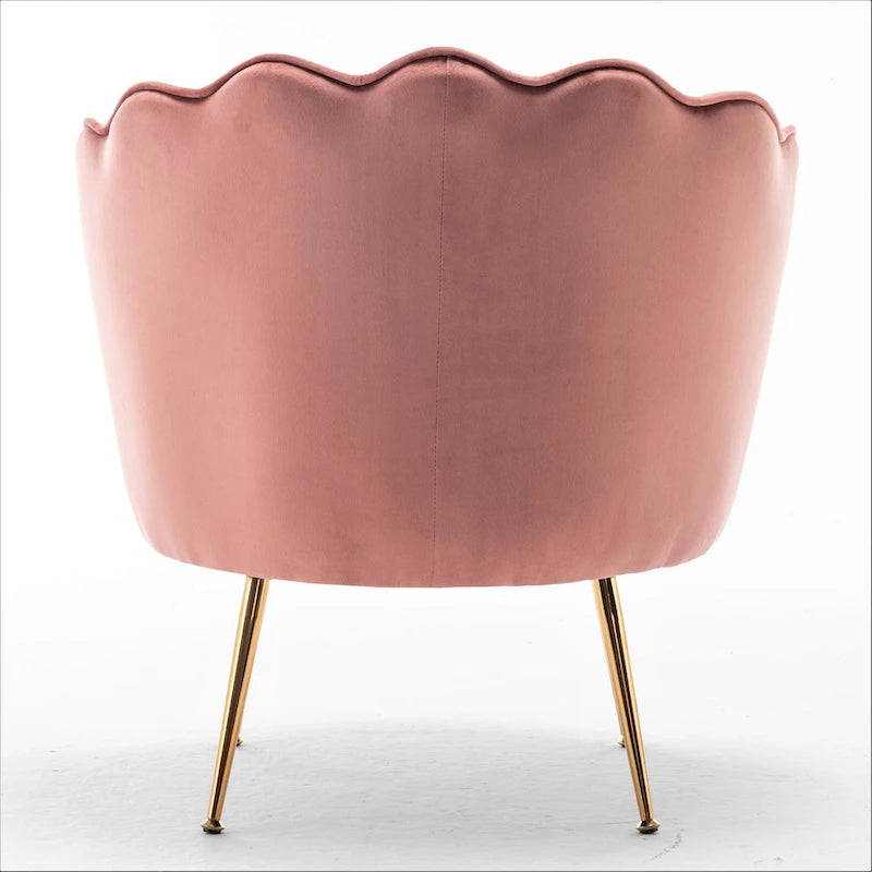 28.3-Inch Wide Velvet Barrel Chair with Gold Metal Legs