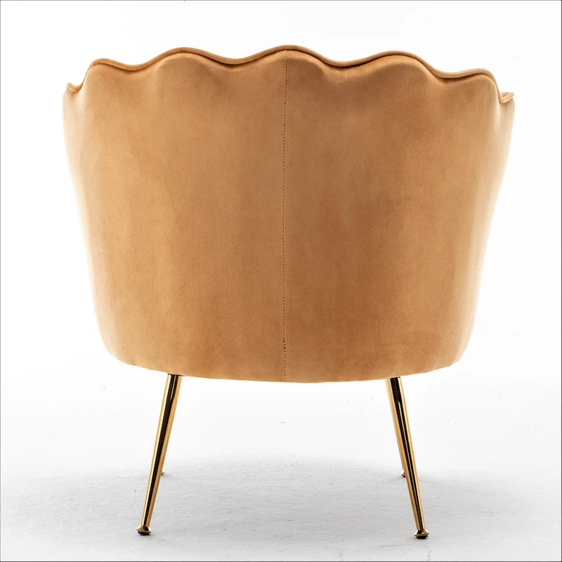 28.3-Inch Wide Velvet Barrel Chair with Gold Metal Legs