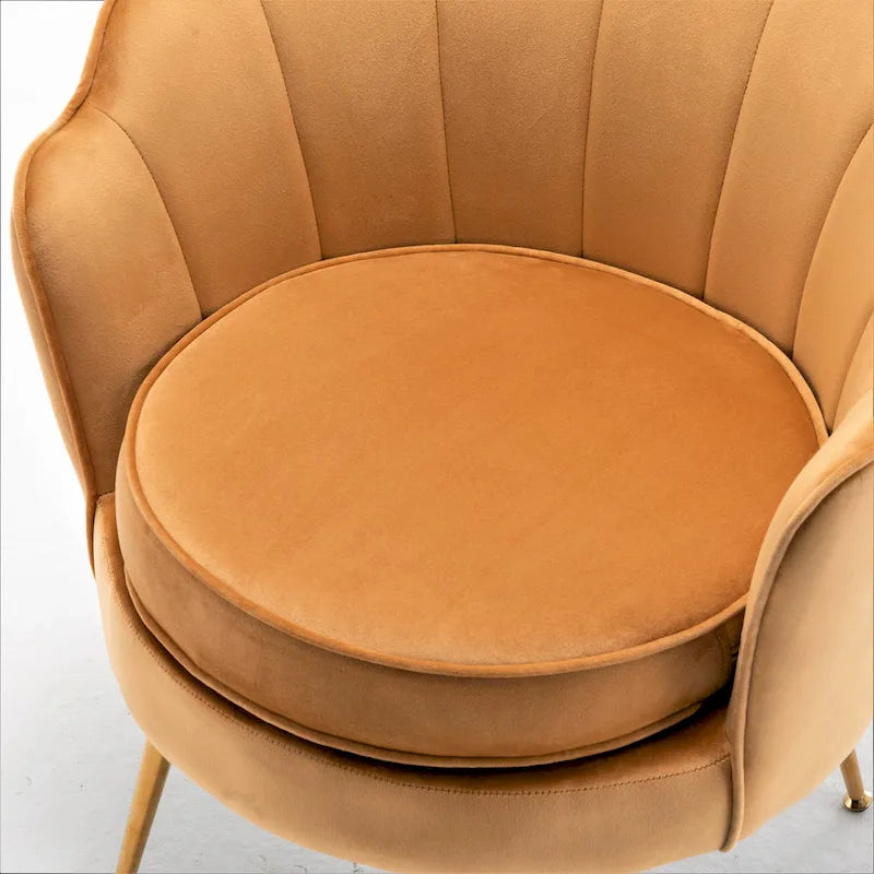 28.3-Inch Wide Velvet Barrel Chair with Gold Metal Legs