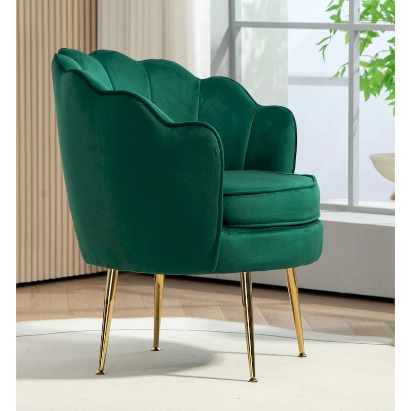 28.3-Inch Wide Velvet Barrel Chair with Gold Metal Legs