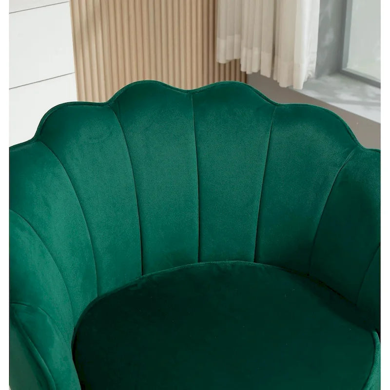 28.3-Inch Wide Velvet Barrel Chair with Gold Metal Legs