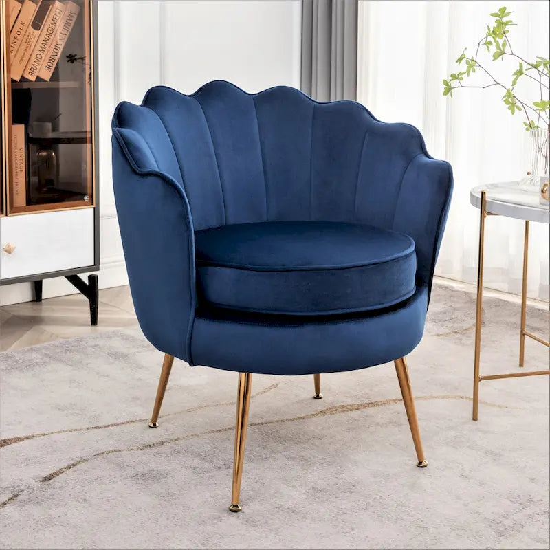 28.3-Inch Wide Velvet Barrel Chair with Gold Metal Legs