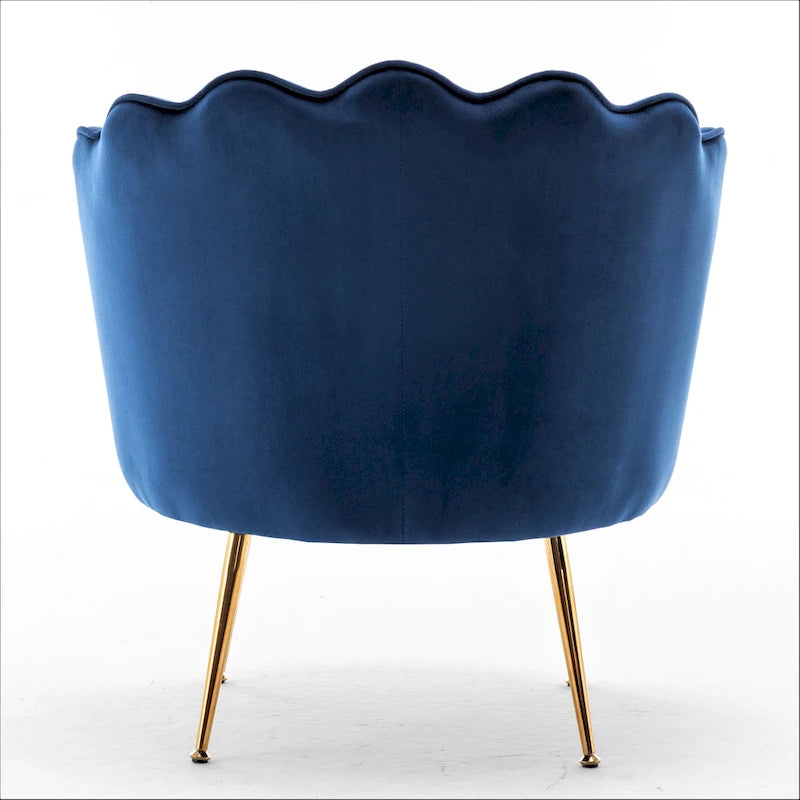 28.3-Inch Wide Velvet Barrel Chair with Gold Metal Legs