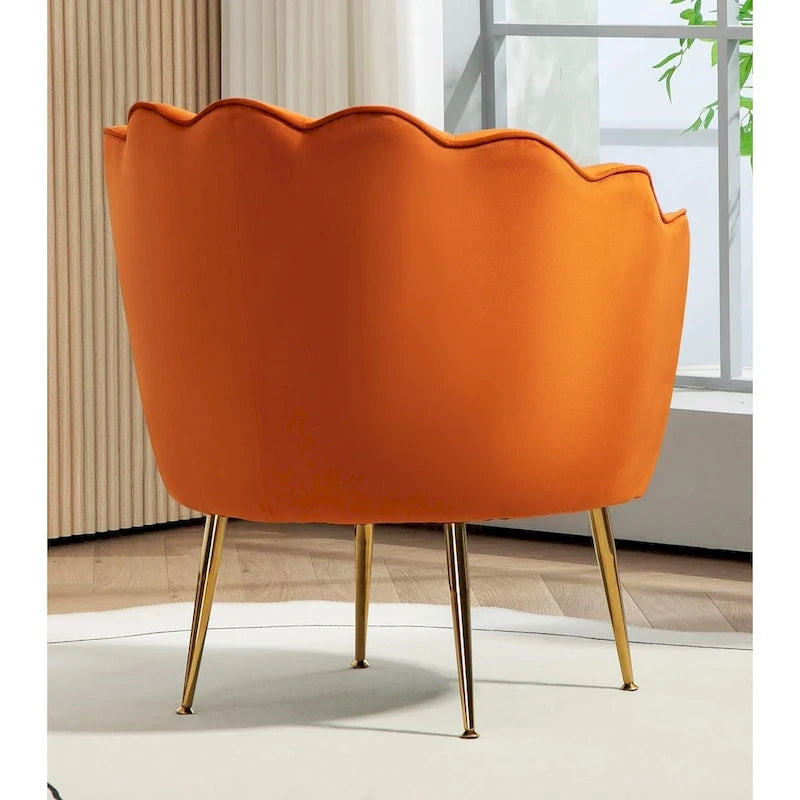 28.3-Inch Wide Velvet Barrel Chair with Gold Metal Legs