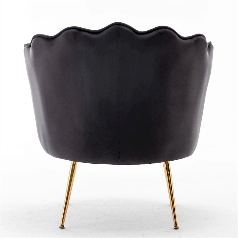 28.3-Inch Wide Velvet Barrel Chair with Gold Metal Legs