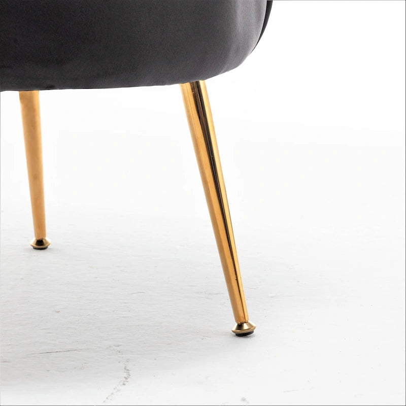 28.3-Inch Wide Velvet Barrel Chair with Gold Metal Legs