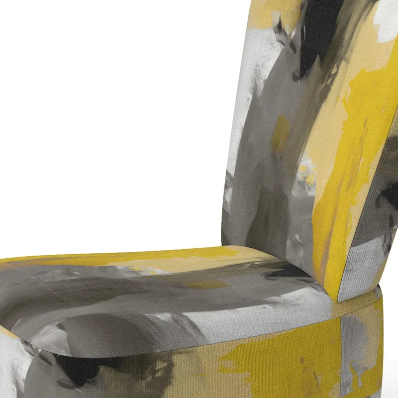 Fauteuil d'appoint abstrait en tissu gris vif et jaune moutarde, fauteuil moderne contemporain