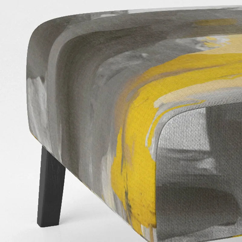 Fauteuil d'appoint abstrait en tissu gris vif et jaune moutarde, fauteuil moderne contemporain