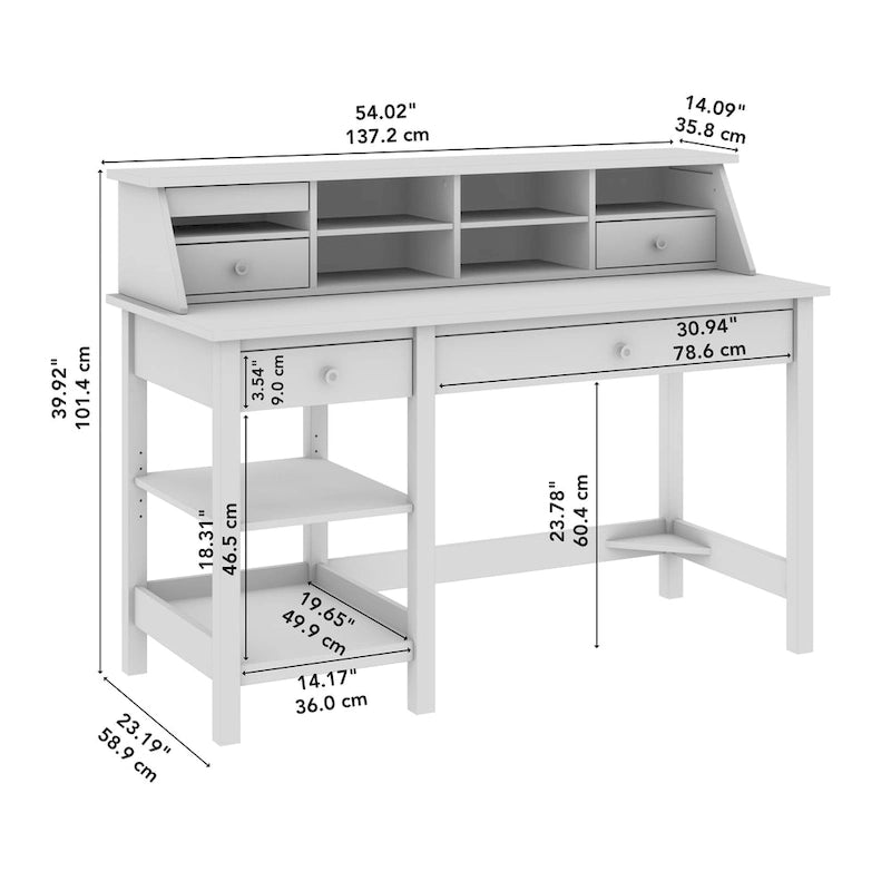 Bureau d'ordinateur de 54 pouces de large avec organisateur de bureau
