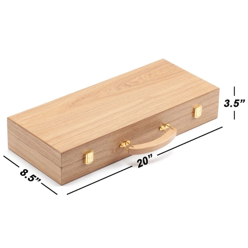 Mallette de 500 jetons de poker de luxe en bois pour casino avec 5 plateaux en bois