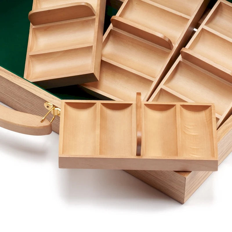 Mallette de 500 jetons de poker de luxe en bois pour casino avec 5 plateaux en bois