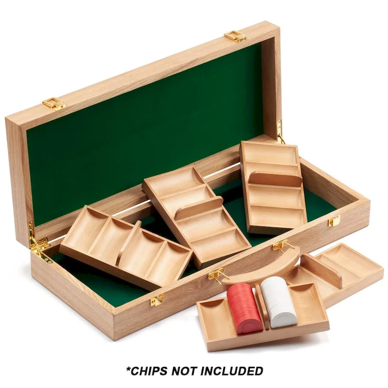 Mallette de 500 jetons de poker de luxe en bois pour casino avec 5 plateaux en bois