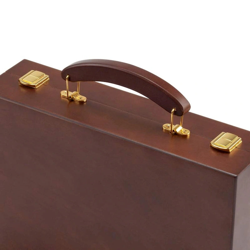 Mallette de 500 jetons de poker de luxe en bois pour casino avec 5 plateaux en bois