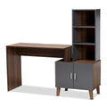 Bureau de rangement bicolore marron et gris foncé en bois avec étagères