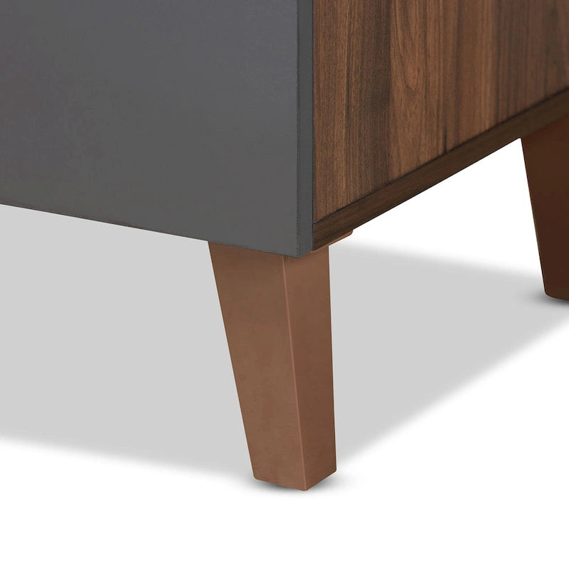 Bureau de rangement bicolore marron et gris foncé en bois avec étagères