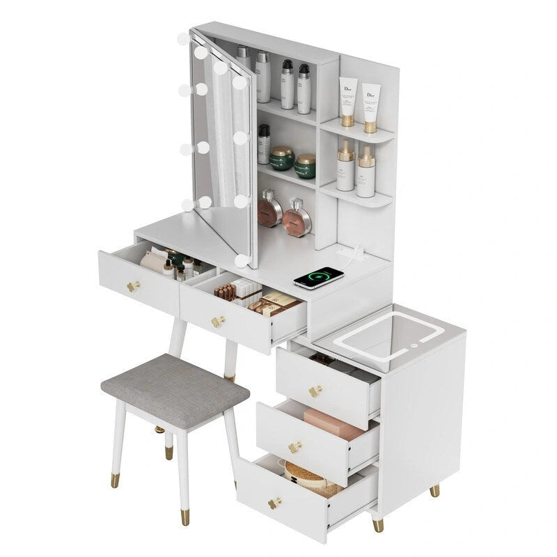 Coiffeuse 5 tiroirs avec prises électriques